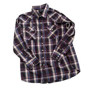 High Noon Pearl Snap Plaid Button Up Shirt XL